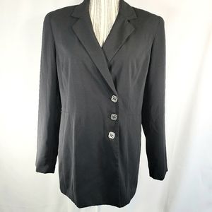 Norton McNaughton Black Mid-Length Padded Shoulders Blazer Size 10
